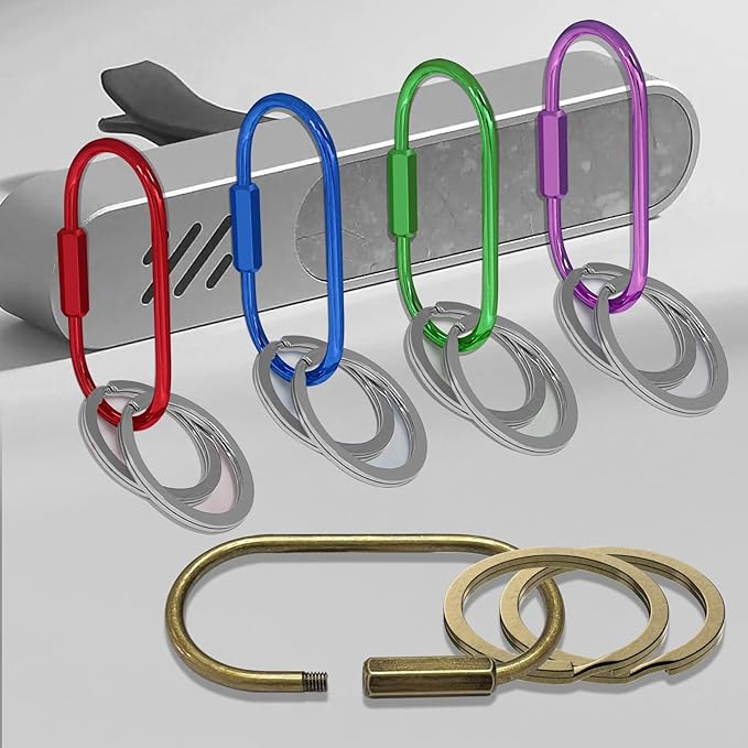 Key Chain, Brass Key Rings 2 Pack Screw Lock Key Organizer - Image 5