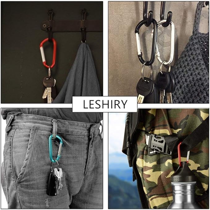 LESHIRY Large Carabiners Keychain 3" Aluminum D Shape Premium Durable D-Ring - Image 3