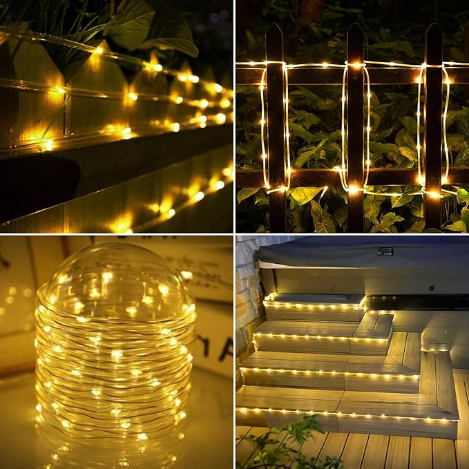 Solar Rope Lights, 66ft 200LED Solar String Lights, 8 Modes Waterproof Solar - Image 7