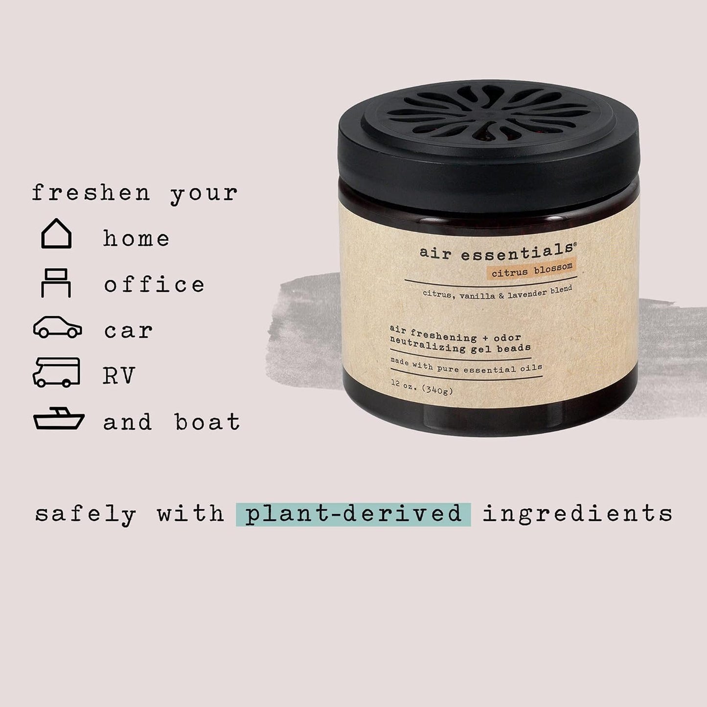 Air Essentials Air Freshener & Odor Neutralizer Gel Beads - 12 oz, Pack of 2 - Odor Eliminator - Made with Pure Essential Oils - Citrus Blossom Scent