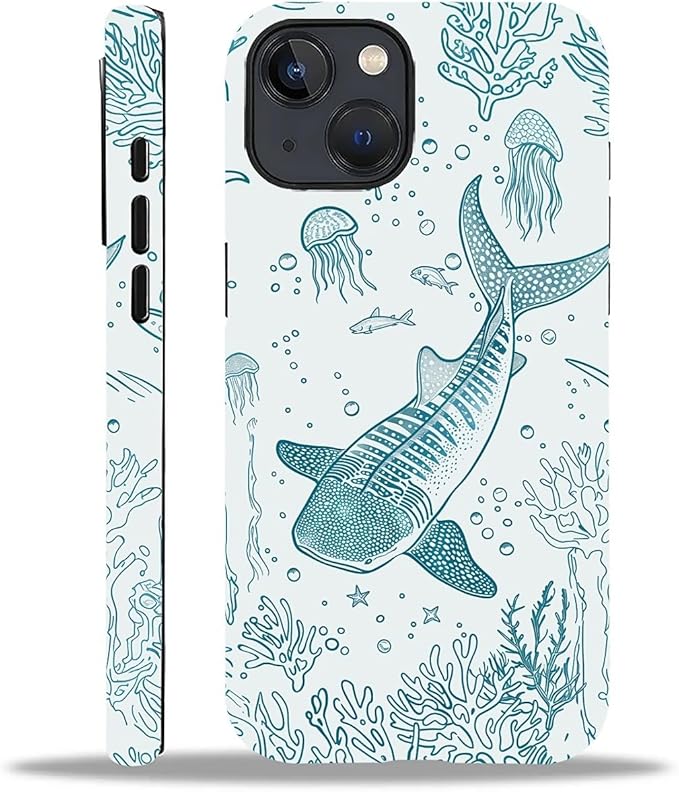 for iPhone 15 Case, HH2 Ocean Whale Shark Hybrid 2 Layer Hard Shell Silicone by Unknown