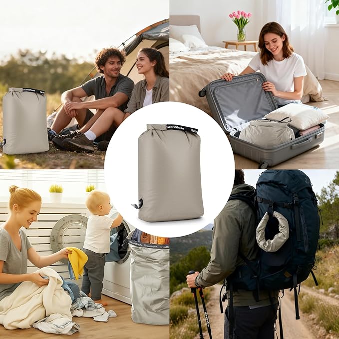Travel Laundry Bag, Pump-Free Vacuum Compression Dirty Clothes Bag, Medium - Image 6