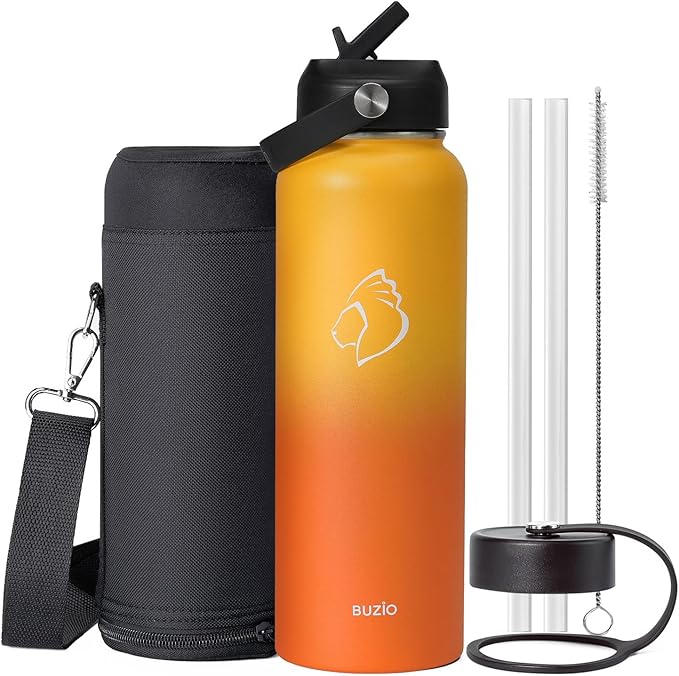BUZIO 40oz Insulated Water Bottle, Triple Wall Vacuum Stainless Steel Water by BUZIO