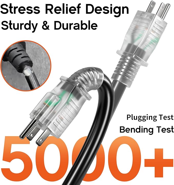 6 ft 16/3 awg 3 Outlet Extension Cord Splitter - Image 5