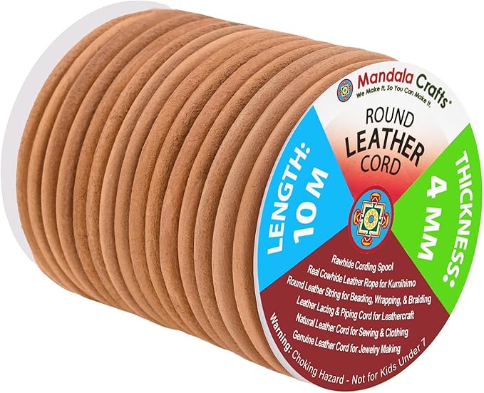 Mandala Crafts Round Genuine Camel Leather Cord by MandalaCrafts