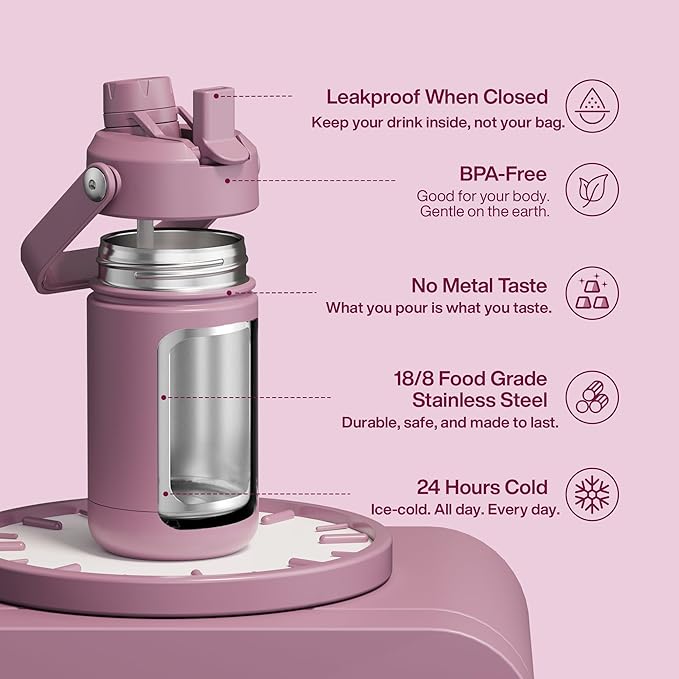 Kids Insulated Water Bottle - 12oz Stainless Steel Water Bottle with Dual Spouts - Image 2