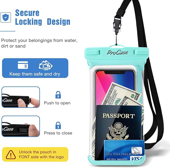 ProCase 2 Pack Waterproof Phone Pouch, Underwater Phone Case Up to 7", Dry Bag - Image 5