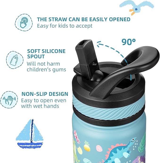 Fanhaw 14 Oz Kids Insulated Water Bottle - Image 3
