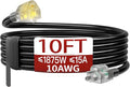 10 FT 10 Gauge Extension Cord Outdoor, Heavy Duty Weatherproof & Flame by Skrizcable
