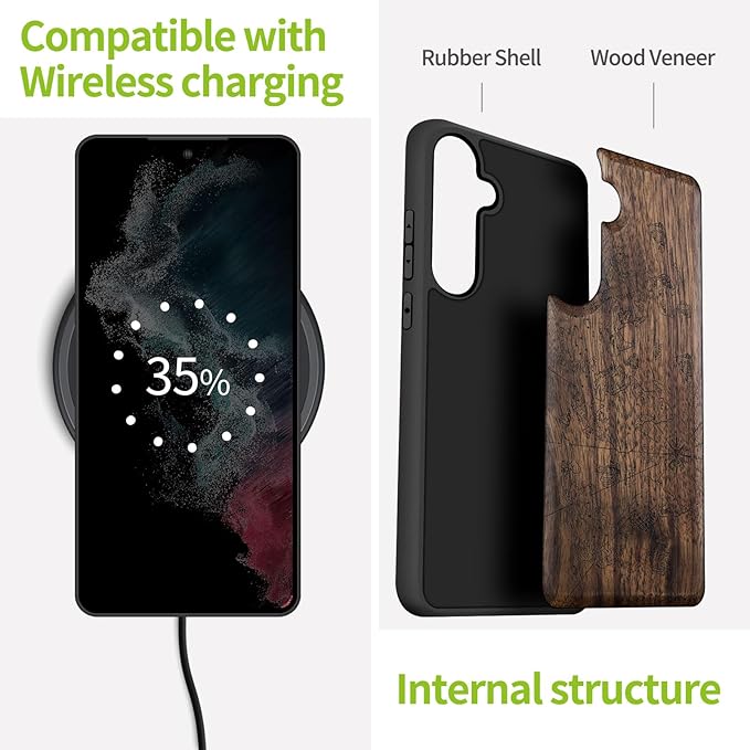 Carveit Wood Case for Galaxy S24 Plus Case Shockproof Protective Cover Unique - Image 5