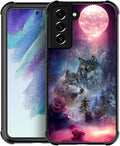 for Samsung Galaxy S22 Case, Star Two Wolfs Howling Pattern Graphic Design Girl by FKBRCL4U