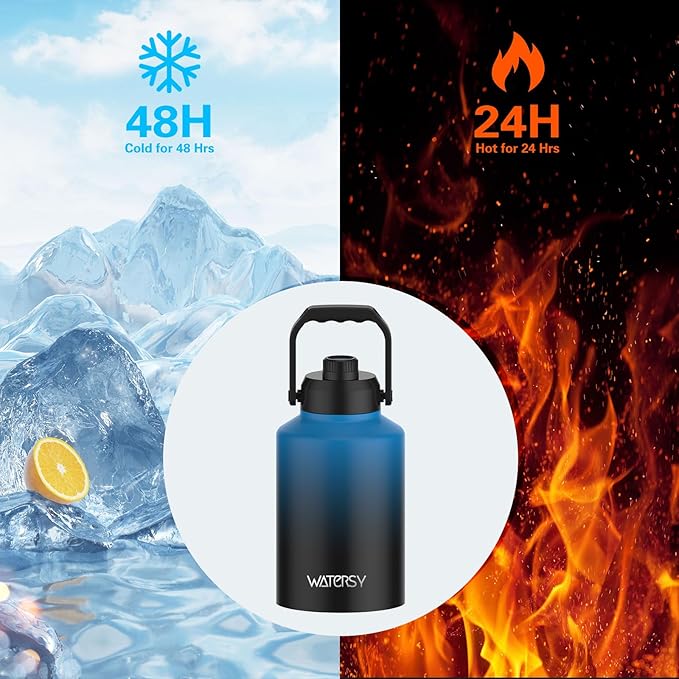 WATERSY 1 Gallon Water Bottle Insulated, BPA Free&Leak Proof, 128oz Stainless - Image 2