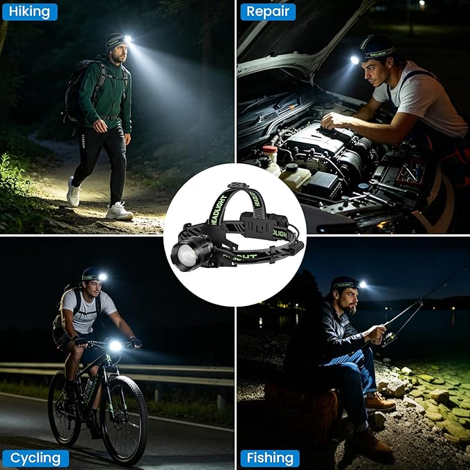 Rechargeable Headlamp 3 Pack, 000 Lumens Super Bright Head Lamp - Image 8