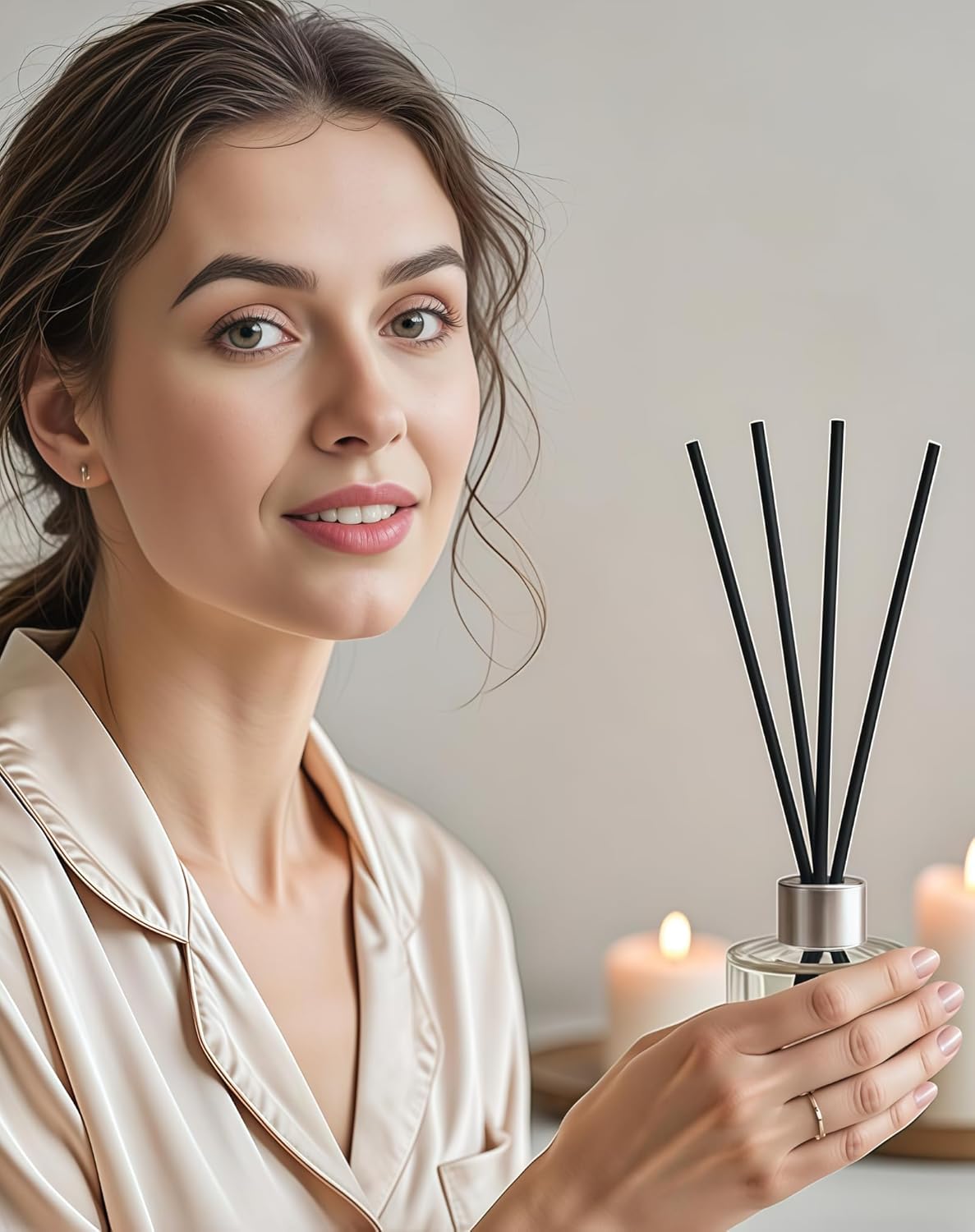 4PCS Reed Diffuser Bottles Empty, 20Pcs Reed Diffuser Stick, Diffuser Bottle Capacity 50ml (1.7oz) Diffuser Stick 3.5mm-190mm, Suitable for Home, Hotel, Restaurant, Office Aromatherapy Tasks