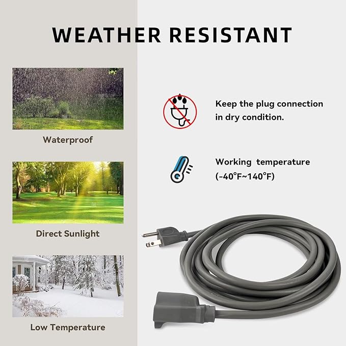 15ft Outdoor Extension Cord for Christmas Decorations - Image 5