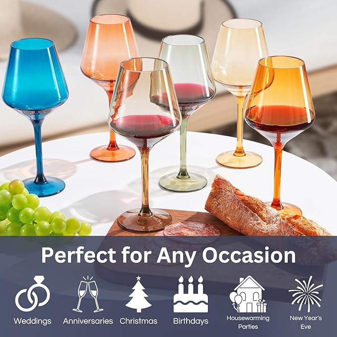 European Style Plastic Crystal Unbreakable Stemmed Wine Glasses | Set of 12 | - Image 2