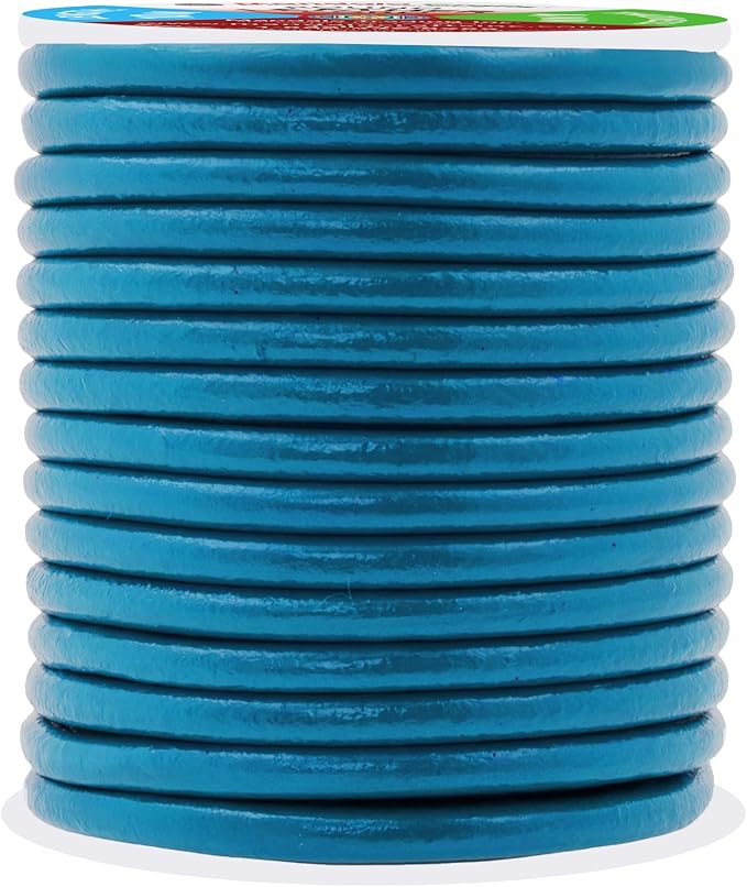 Mandala Crafts Round Genuine Teal Leather Cord - Image 2
