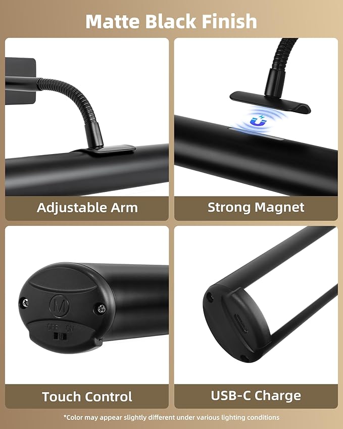 EZVALO Picture Lights for Wall, 16in Rechargeable 6000mAh Battery Operated - Image 7