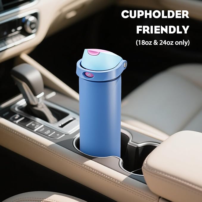 POWCAN 18 oz Metal Sports Water Bottle: 2-in-1 Push-Button Spout & Quick-Flip - Image 5