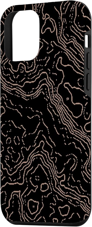 Topography Black & Brown Abstract Pattern Topographic Map Case - Image 2