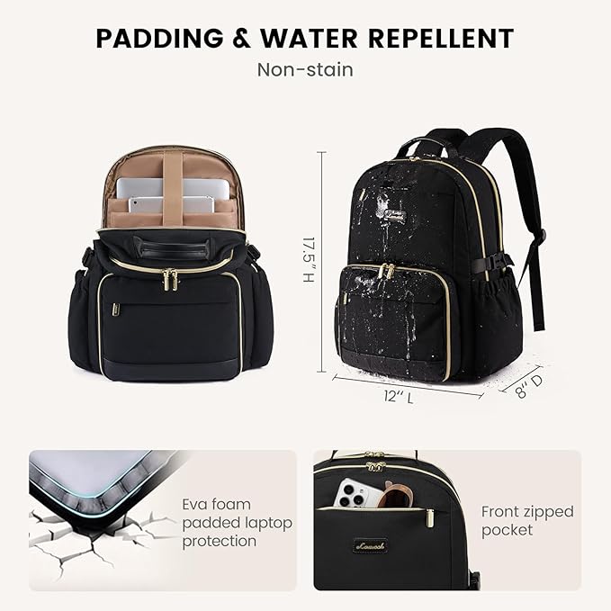 LOVEVOOK Lunch Backpack with Lunch Compartment, 17 Inch Laptop Work Travel - Image 5