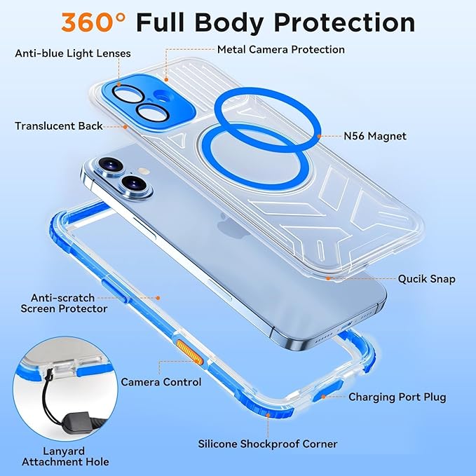 WIFORT for iPhone 16 Waterproof Case, Fit for Magsafe Full Body Magnetic - Image 6