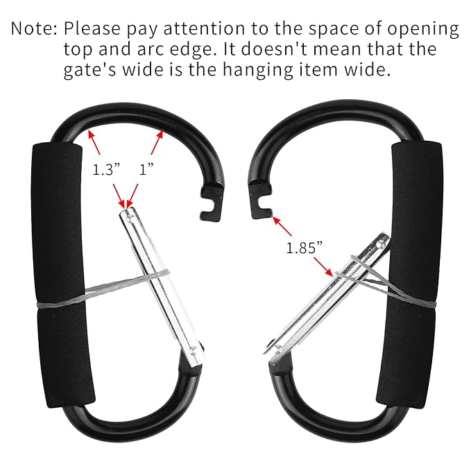 4 Pack Large Carabiner 5.5" D Style Click and Carry Bag Carrier Stroller Hooks - Image 4