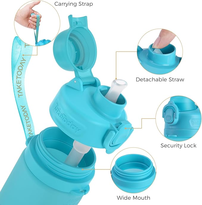 TakeToday Collapsible Water Bottles 21oz, Foldable Platinum Silicone Travel - Image 8