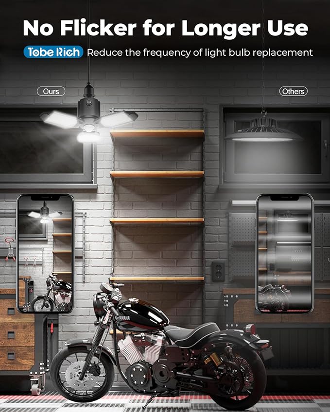 toberich Motion Sensor Garage Light, 8000LM Motion Sensor Shop Light w/ 3 - Image 5