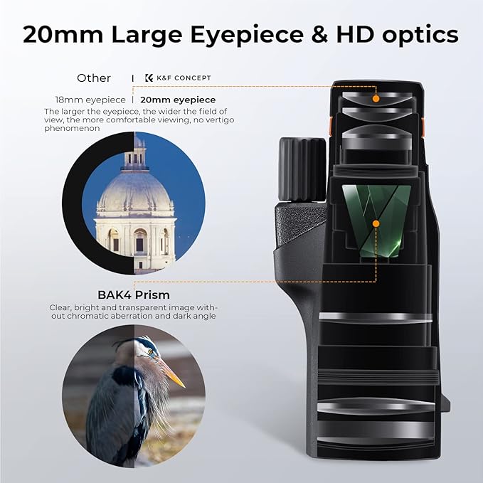 K&F Concept® IP68 10 Meters Waterproof 12X50 Monocular Telescope - Image 3