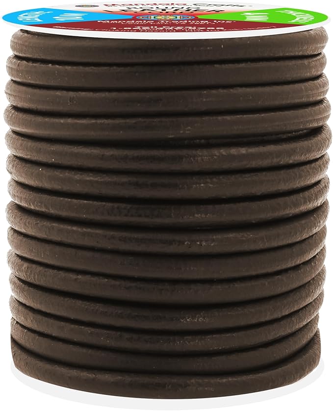 Mandala Crafts Round Genuine Dark Brown Leather Cord - Image 2