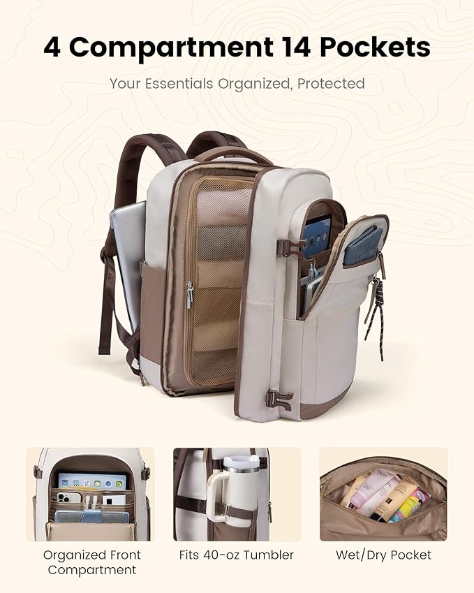 LOVEVOOK 40L Travel Backpack for Women, Airline Approved Carry On Luggage - Image 3