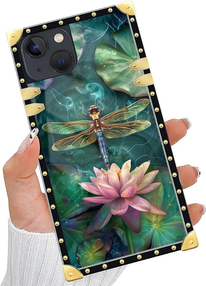 Compatible with iPhone 13 Case, Colourful Dragonfly Pink Lily Pads Luxury - Image 5