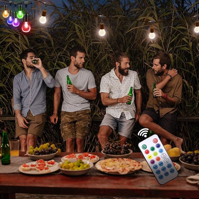 35FT Outdoor String Lights, 16 Shatterproof Edison Bulbs, Dimmable RGB Color - Image 8