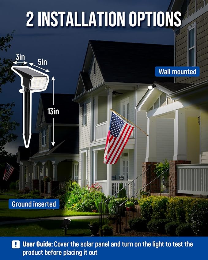 AUDERWIN Solar Spot Lights Outdoor 63 LED 3 Lighting, Waterproof IP65 Modes - Image 3