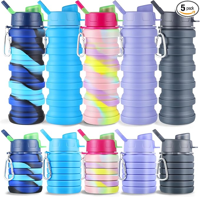 5 Pcs Collapsible Water Bottles, 16 oz Portable Foldable Water Bottle by Unknown