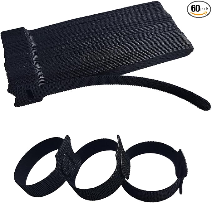 6 Inches Black Reusable Cable Ties, Cable Organizer, Cord Wrap and Hook Loop by Unknown