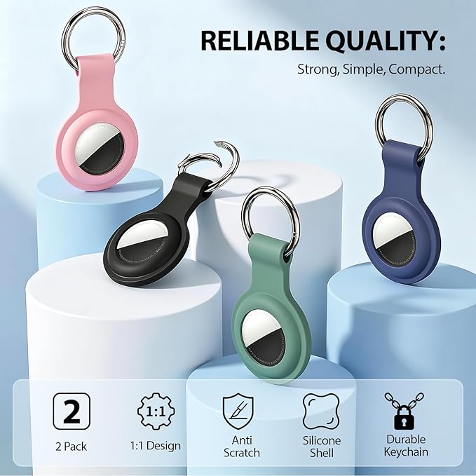 Linsaner Case for AirTag 2nd Gen & 1st Gen, Silicone Holder Keychain Key Ring - Image 2