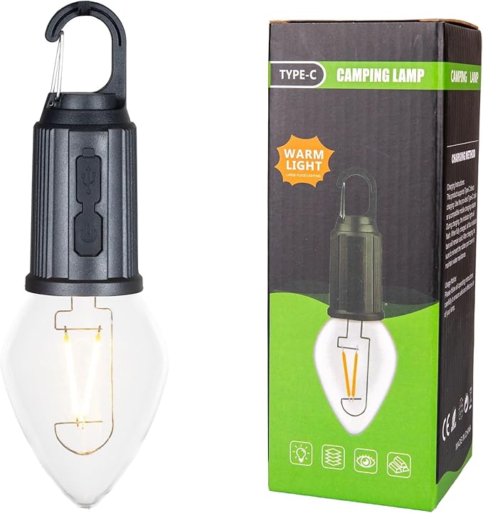 2-Pack Rechargeable Camp Light, Warm White LED Teardrop Bulb, Battery Powered - Image 7