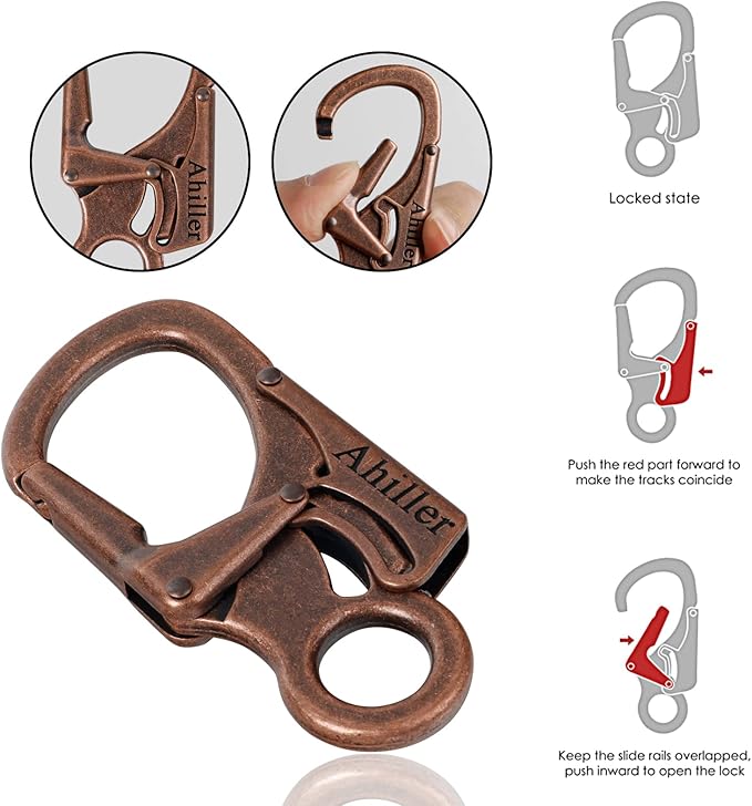 Ahiller Carabiner Clip, Double Anti-Misopening Locking Design, Key Ring Clip - Image 3