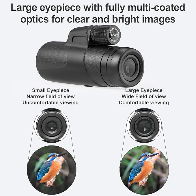 12x42 Monocular Telescope for Adults, High Powered HD Compact Monoculars - Image 5