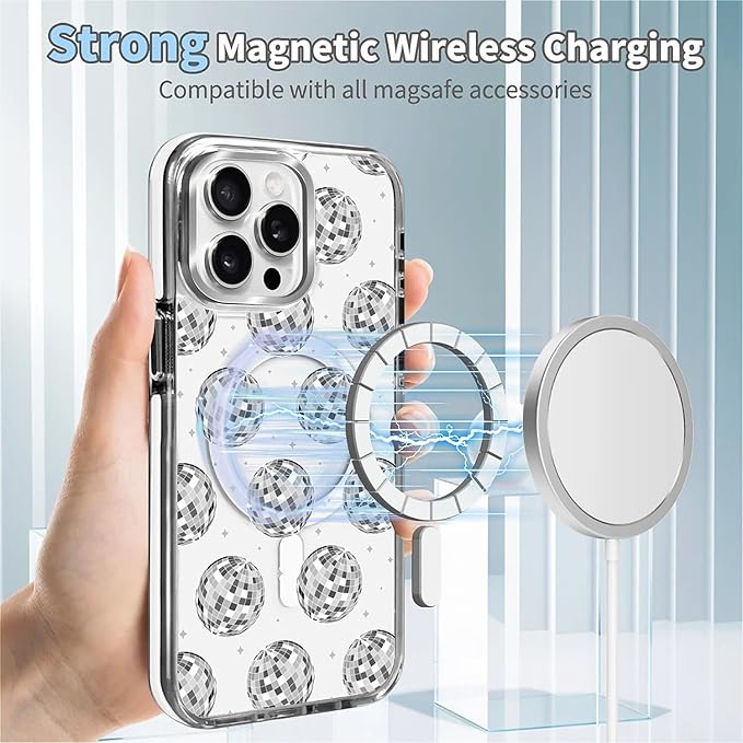 Case for iPhone 13 Pro Max, Disco Ball Grayish White Phone Case Design，for - Image 4