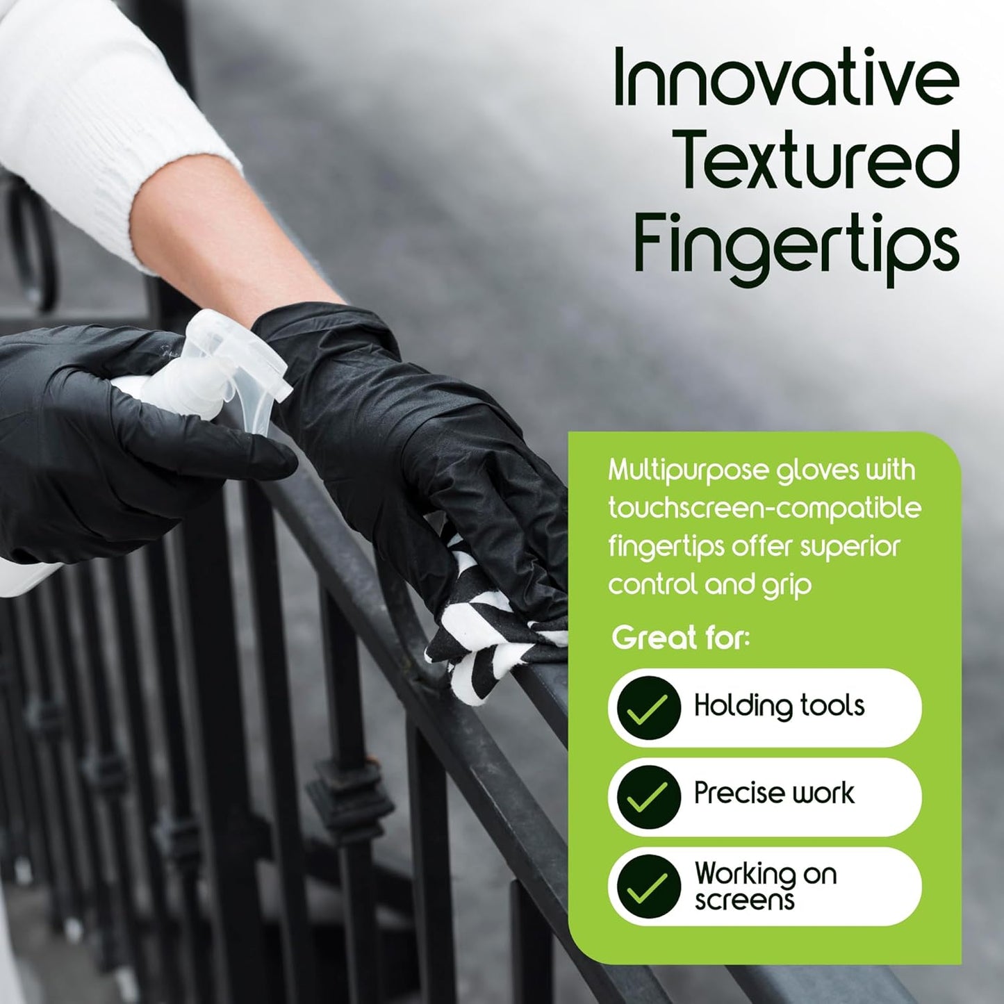 Inspire Black Nitrile Gloves | THE ORIGINAL Quality Black Gloves Disposable Latex Free | 4.5 Cooking