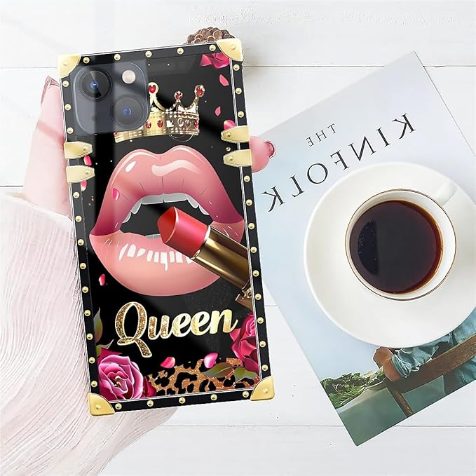 Compatible with iPhone 15 Case, Glitter Red Rose Queen Leopard Lipstick Luxury - Image 7