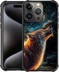 for iPhone 16 Pro Case, Star Cave Hungry Wolf Pattern Graphic Design Girl Boy by FKBRCL4U