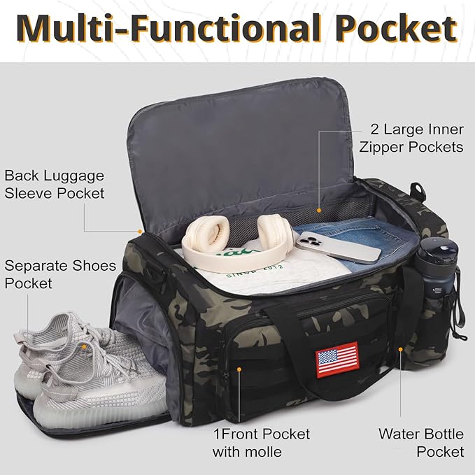 Tactical Gym Bag for Men, 40L Large Capacity Duffle Bags - Image 3
