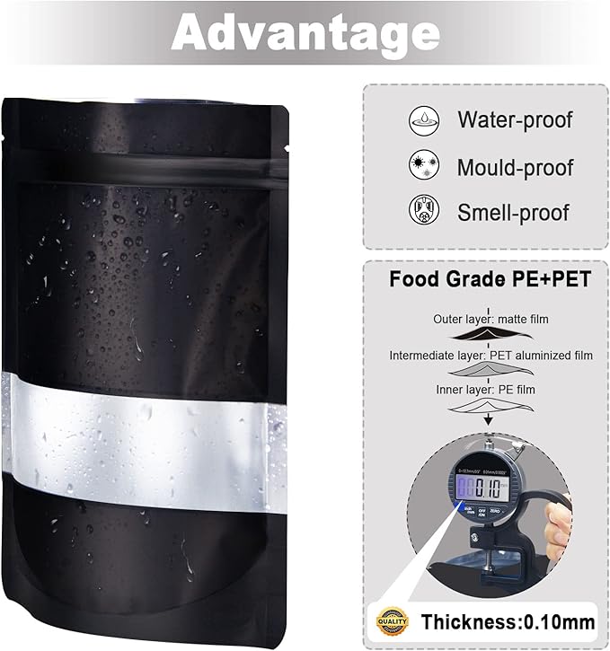 4.7"x7.8" 120pcs Mylar Bags for Food Storage, Smell Proof Bag - Image 5