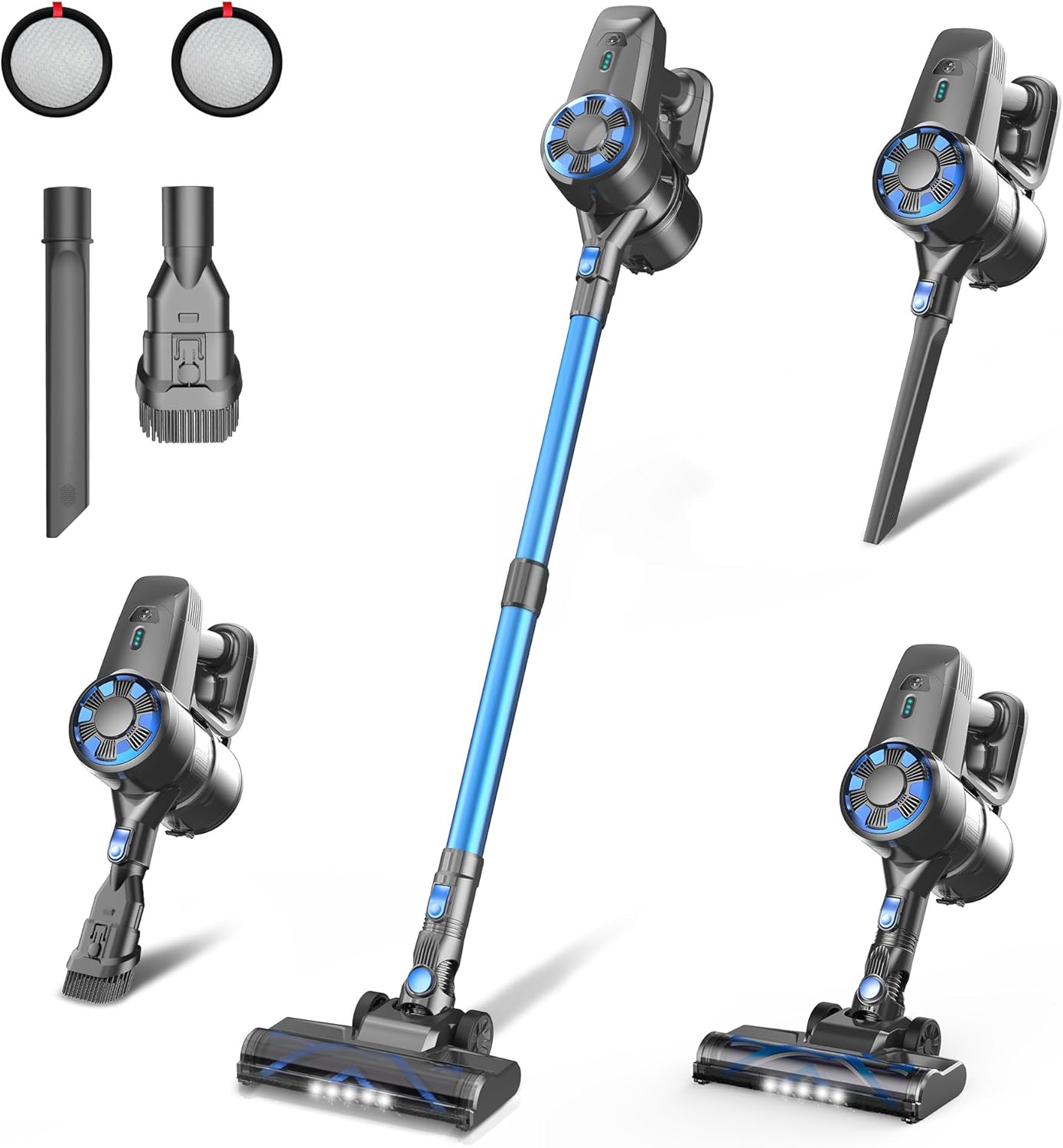 Cordless Vacuum Cleaner, 8-in-1 Lightweight Stick Vacuum with Powerful Suction, Self-Standing, 40 Mins Max Runtime, Rechargeable Vacuum Cleaners for Home, Hardwood Floor, Carpet, Pet Hair N3S