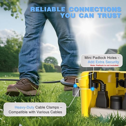 Flemoon Medium Outdoor Electrical Box, IP54 Waterproof Extension Cord Cover w/6 - Image 8