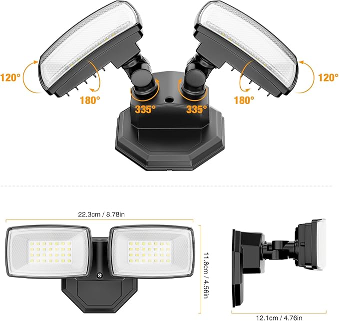 Onforu 3200LM Flood Lights Outdoor, 32W 6500K LED Security Light Switch - Image 8